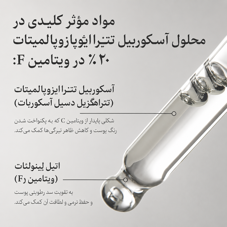 سرم آسکوربیل تترا ایزوپالمیتات 20 درصد در ویتامین F حجم 30میل د اوردینری